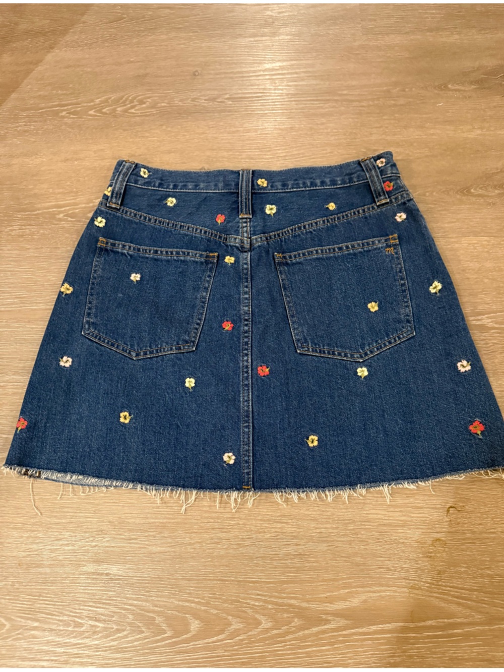 Madewell Confetti Floral Embroidered Denim A-Line Mini Skirt Size 28 - Picture 8 of 14